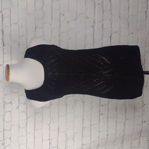 Ann Taylor Tank Sweater Black Crochet Sleeveless Sweater Top Small S
